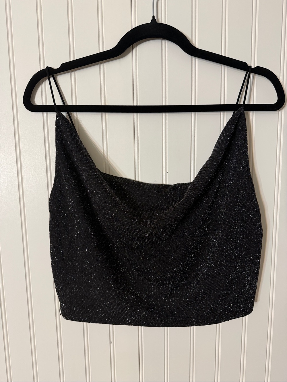 Garage Black Sparkle Cowl Crop Camisole